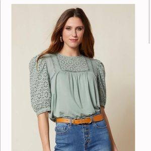 Good Hart by Matilda Jane Perfectly Charming Green Knit Top with Eyelet Detail